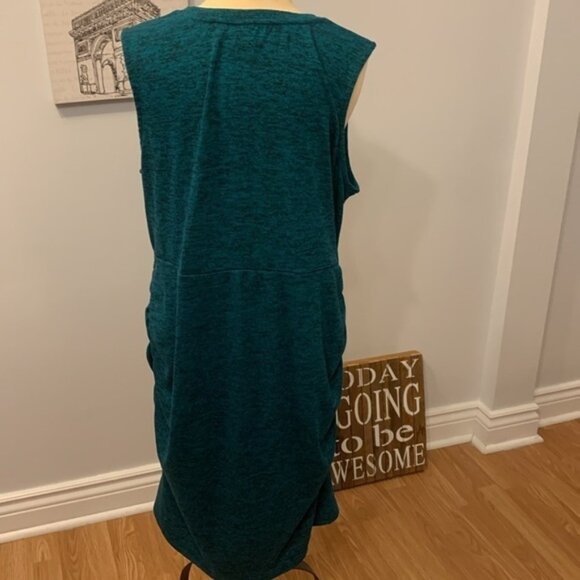Joe Fresh Knit Lightweight Green Sleeveless Rouched Dress - Picture 5 of 10